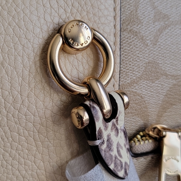 NWT Coach C7261 Kacey Satchel Colorblock Signature Canvas Ivory Pebbled Leather - Picture 2 of 16